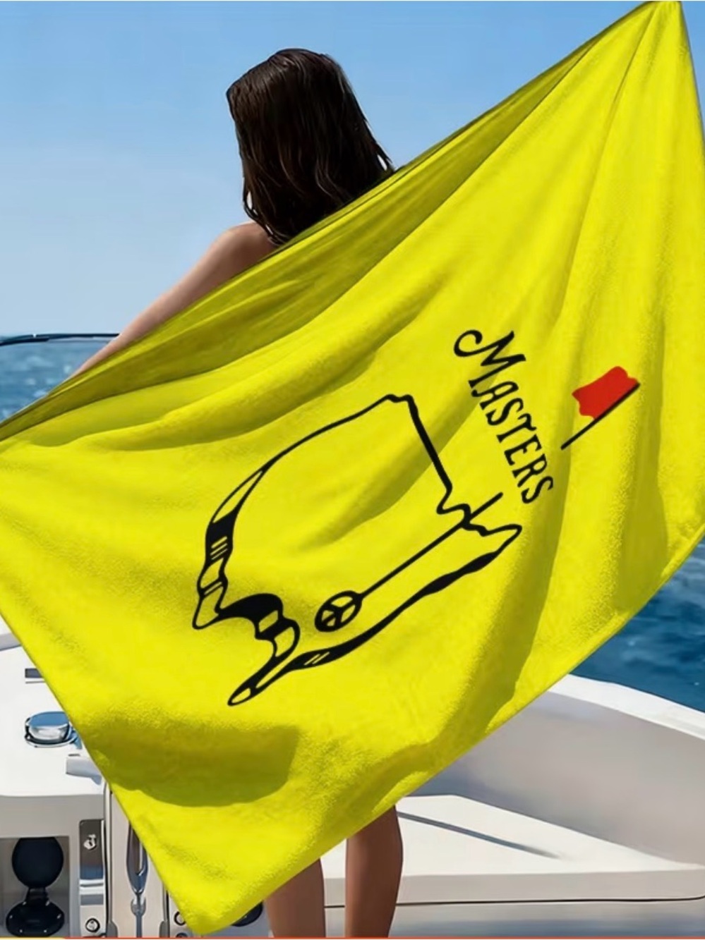Yellow large towel with masters on it - Bold Golf Flag Design